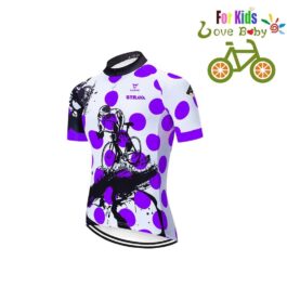 Dziecięca koszulka rowerowa Strava Polka Dot Violet