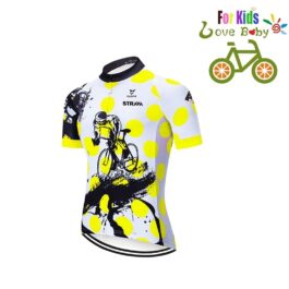 Dziecięca koszulka rowerowa Strava Polka Dot Yellow