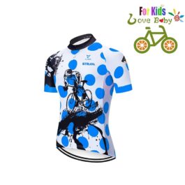 Dziecięca koszulka rowerowa Strava Polka Dot Blue