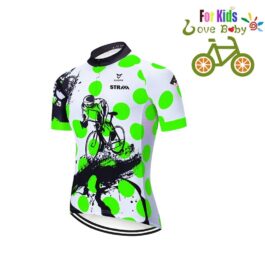 Dziecięca koszulka rowerowa Strava Polka Dot Green